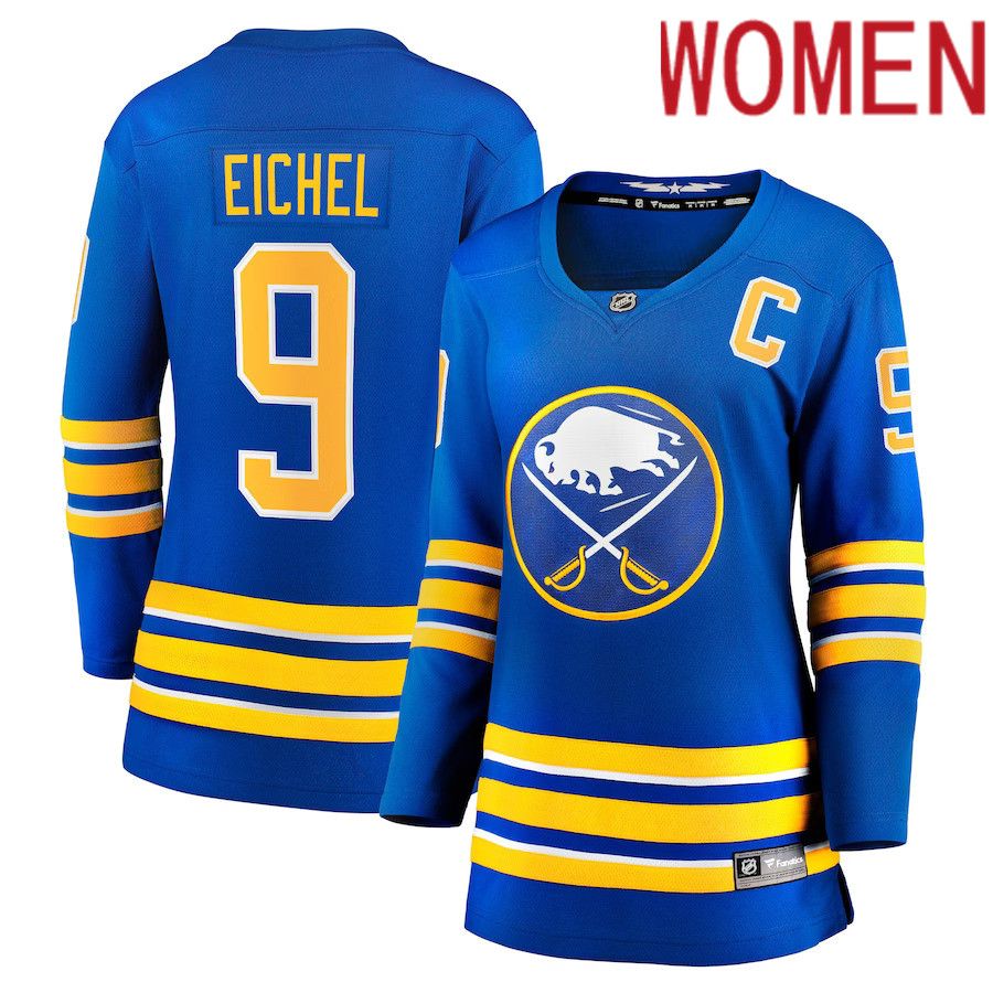 Women Buffalo Sabres #9 Jack Eichel Fanatics Branded Royal Home Premier Breakaway Player NHL Jersey